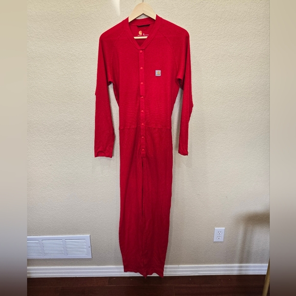 Carhartt Red Waffle Men's Midweight Cotton Thermal Knit - Picture 1 of 12
